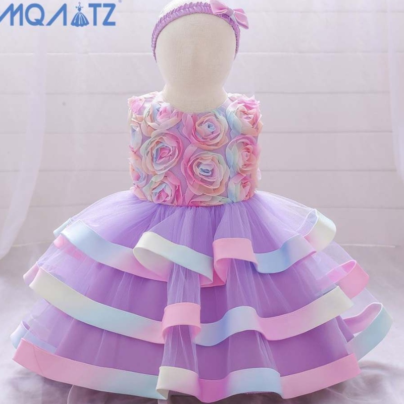 Baige Hot Sale Kojence Kids Clothing for Baby Girl Plain Boutique tutu šaty dívky lezkové party šaty