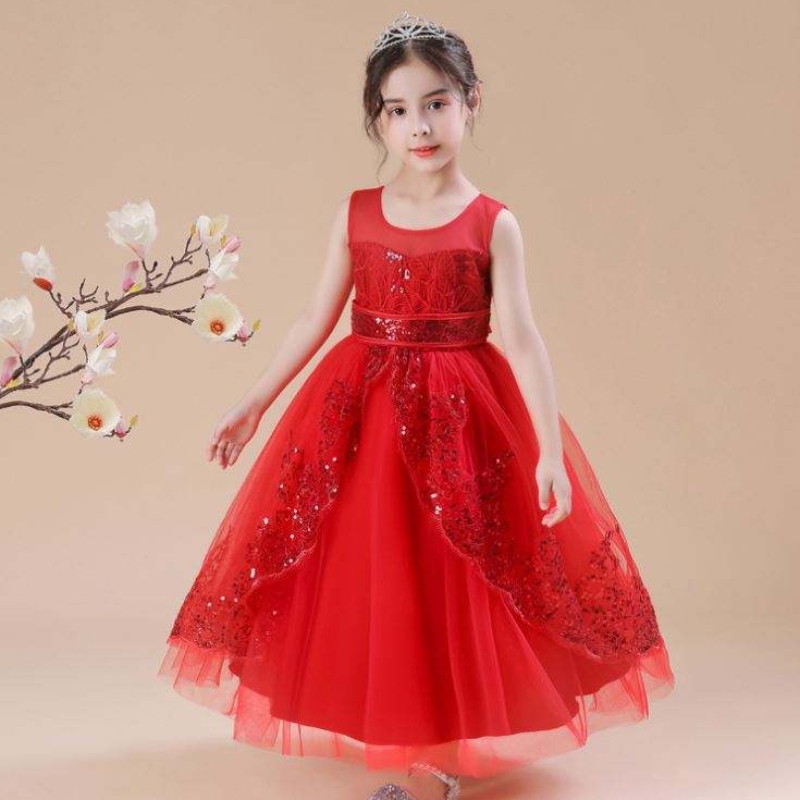 Baige Flower Girl Šaty bílé děti dětské dívky Treats Svatební párty Princezna míč šaty