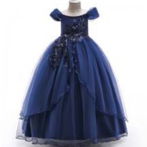 Baige Nová módní dětská podlahová podlahová svatební oblečení děti dlouhé šaty dívky fantastické oděvy