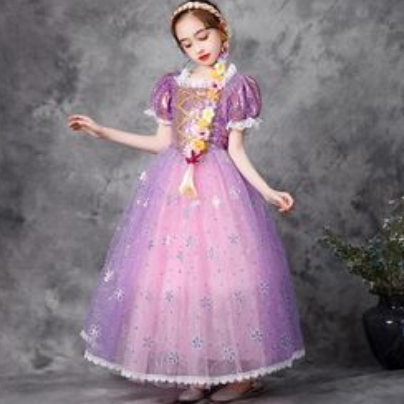 Dívčí šaty krajkové flitry zamotané karnevalové princezny kostýmy děti halloween vánoční večírky roucha děti cosplay
