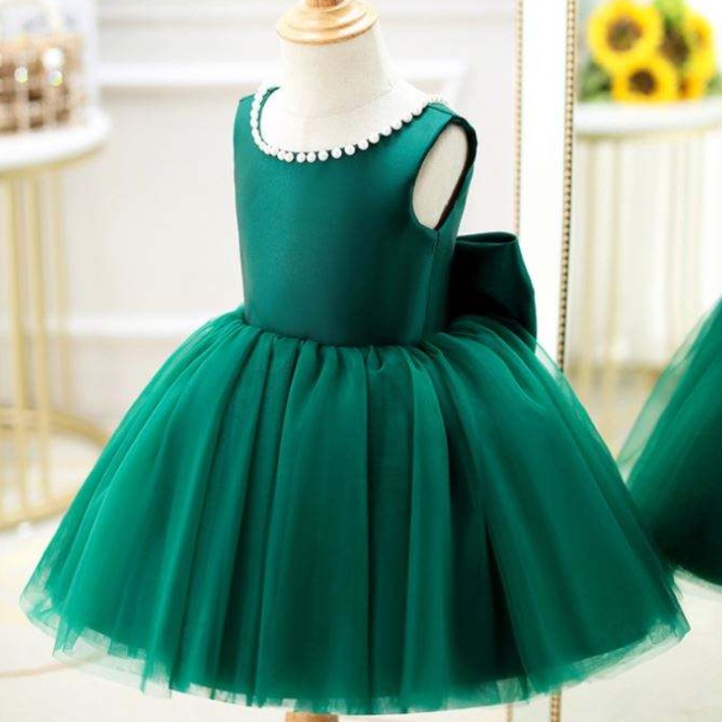 Baige Green Backless Girl Party Dress Kids First Communion Županské šaty svatební plesové šaty DZ007