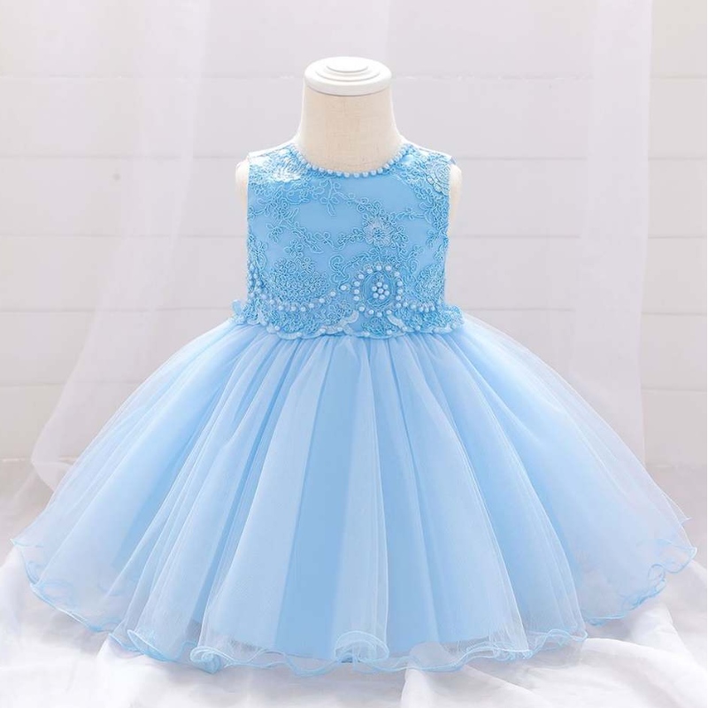 Baige Princess New Born Baby Girls Narozeniny Svatební večírky Šaty Kids Frock Children Garments L1933xz