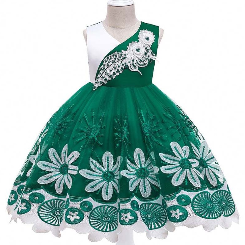 Baige New Design Flower Girls Šaty Kids Party Narozeniny Svatební princezna Děti dívka šaty L5266