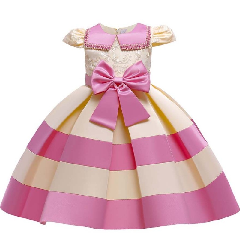 Baige Nové krátké rukávy pruhy Princess Dress Girls Baby Girl Christmas Party Lats L5282