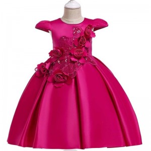 Evropský styl Flower Girl Dress for Wedding Lovely Baby Girls Designs for Birthday Kids Child Fluffy Party Šatyna 3 roky L5070