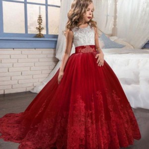 Baige Velkoobchodní děti večerní plesové šaty Luxusní princezna bez rukávů večírku Fancy Nadáhají párty prom kostým