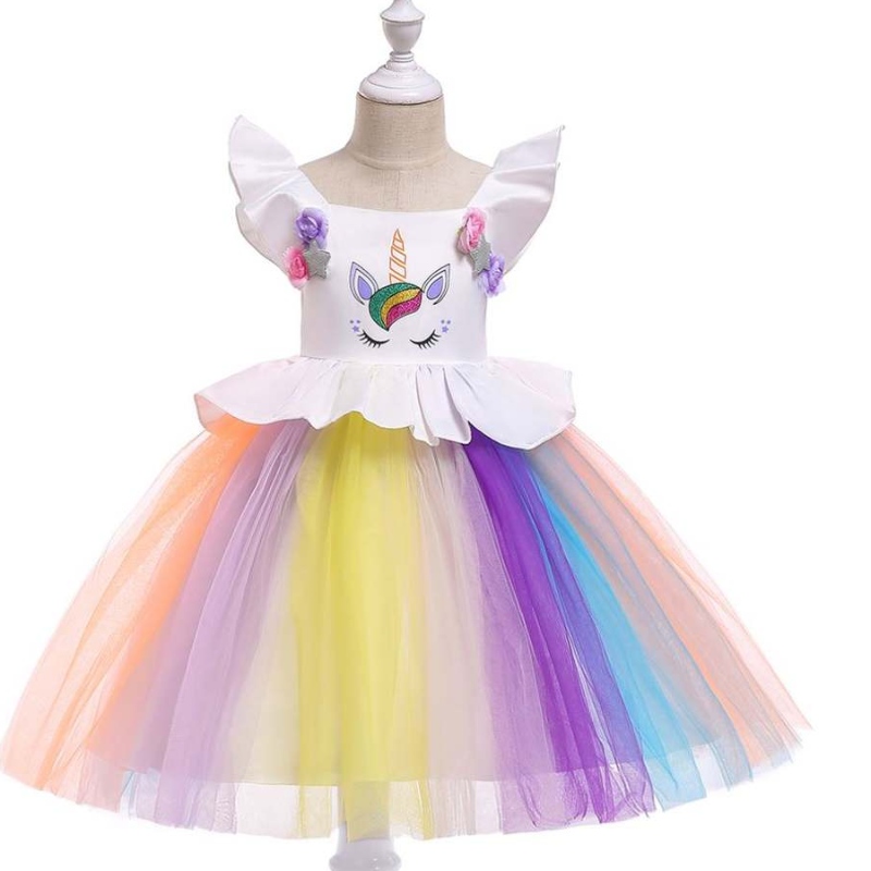 Baige Unicorn Kids Clothing New Design Baby Girl Cute Colses Performance Dress L5090