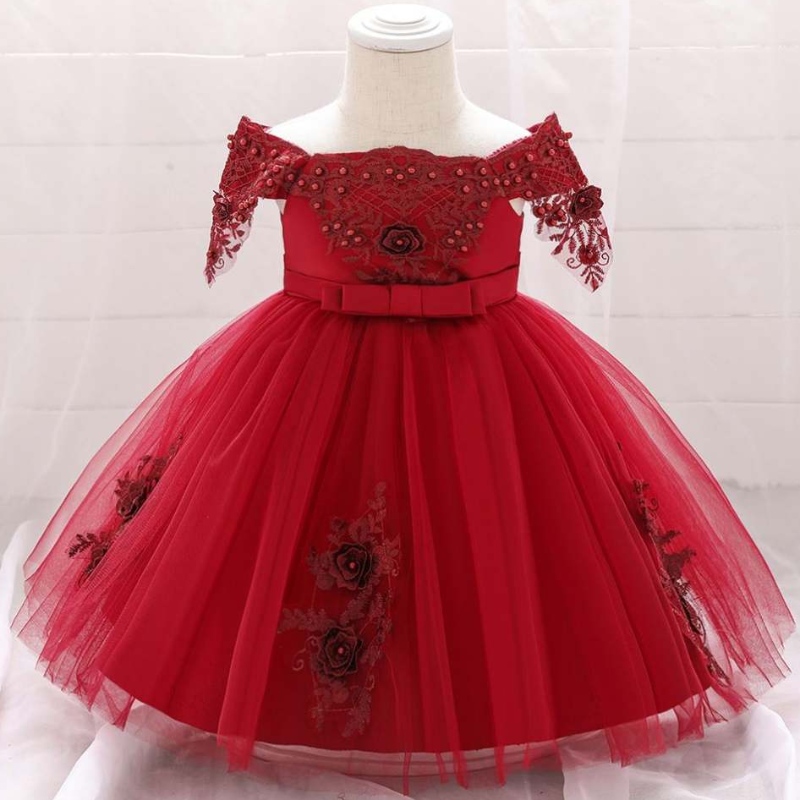 Baige Boutique Summer Kids Clothing Batole Baby Girl Krajkanarozeninová párty šaty l5057xz