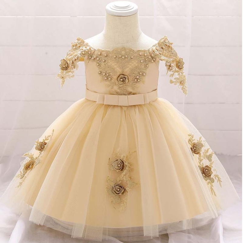 Baige Boutique Summer Kids Clothing Batole Baby Girl Krajkanarozeninová párty šaty l5057xz