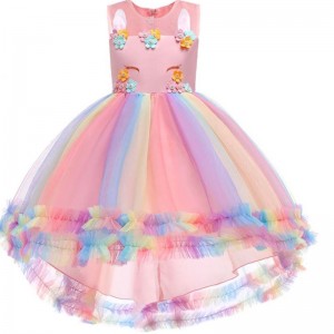 Dress Flower Girl Dress 2021 Unicorn šaty princezna jednorožec pro 3-12 let starénarozeniny