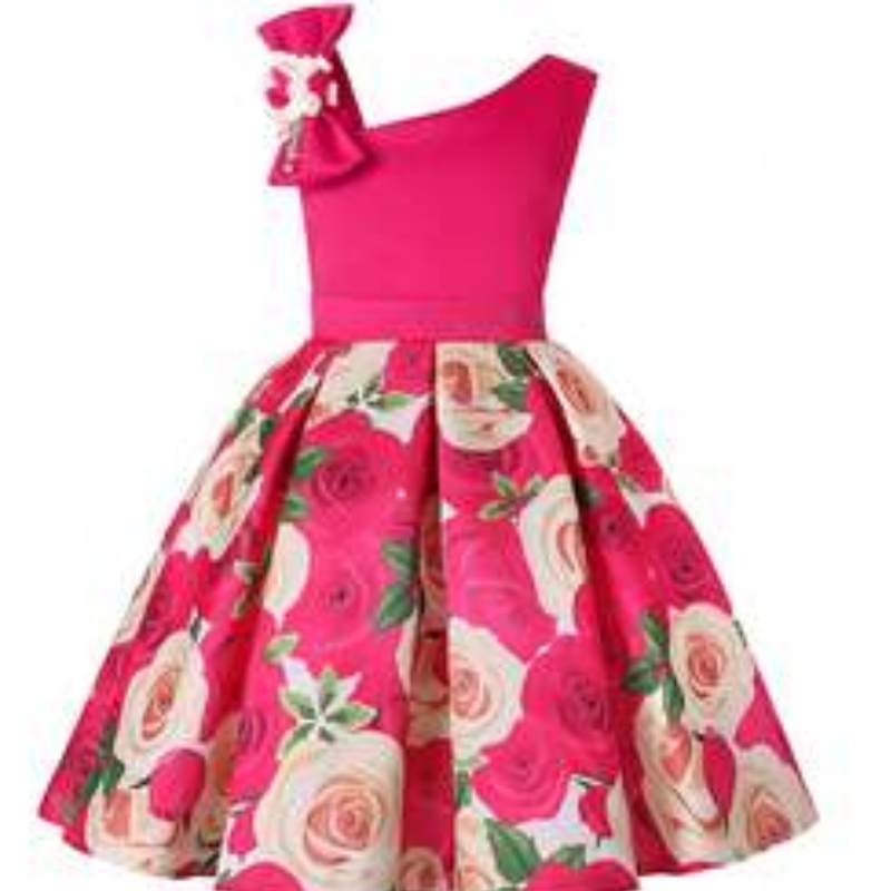 2021 bez rukávů malé holčičky šatynové letní tiskové květinové princezna šaty bavlněné frock design 1863