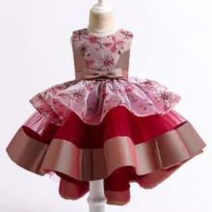 Vyšívané květinové dívky šaty děti Pageant Party Ball Gold Ples Princess svatební šaty