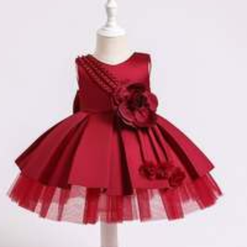 Baige Flower Girls Dress Baby Wedding Party Princess Clothing Kids Večerní dívka šaty xz001