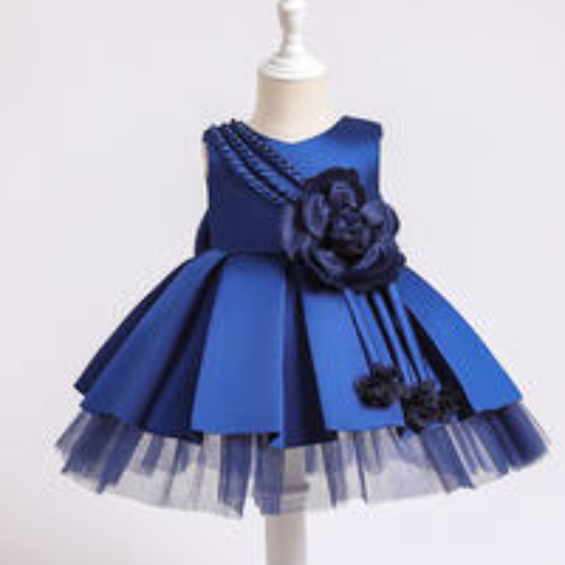 Baige Flower Girls Dress Baby Wedding Party Princess Clothing Kids Večerní dívka šaty xz001