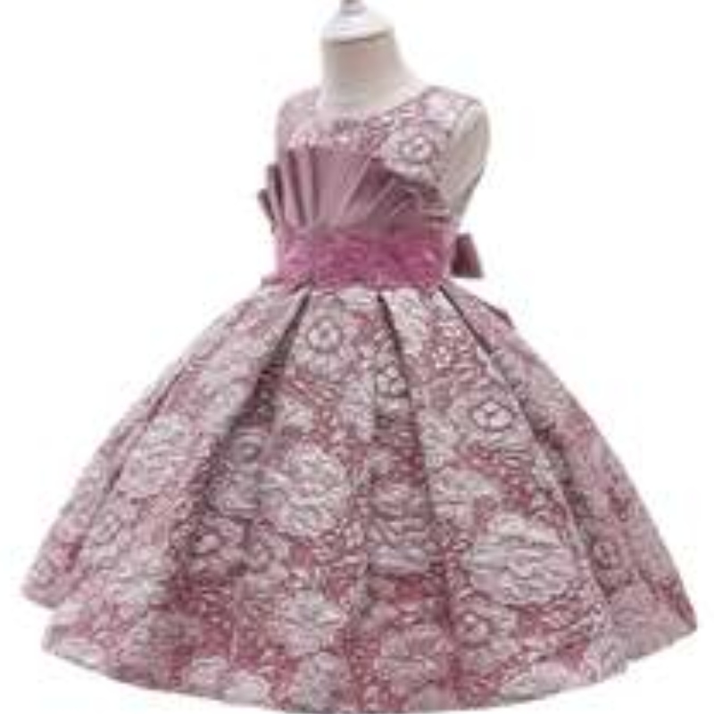 Aige New Fashion Stylejacquard Frocks Children Flower Girl 3-12 Years Old Baby Girl Šaty L5253