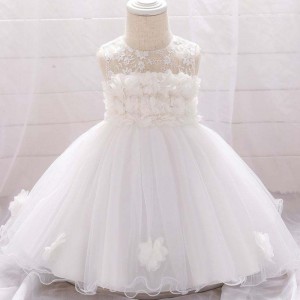 Baige New Frock Designs Girls \\\\ \'Oděvnovorozený květ děti párty oblečení křest šaty l1920xz