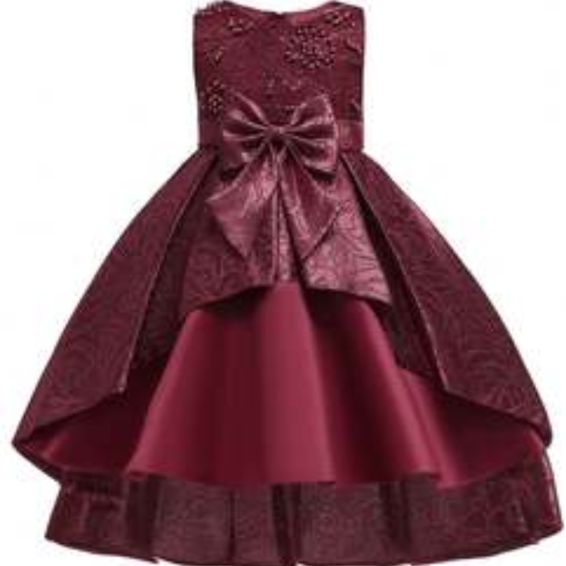 Baige Boutique Clothing Girls Party Šaty Saténové děti Dress Designs Dlouhé oděv T5176