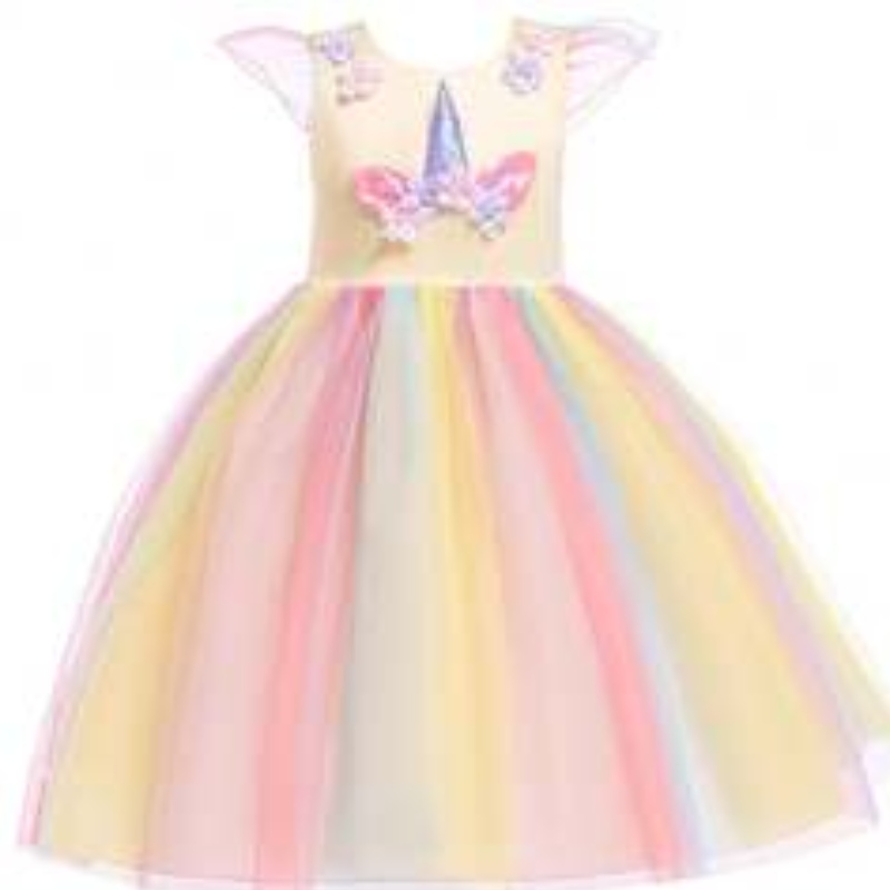 Baige Amazon Sellsbaby Girls Unicorn Princesstutu Dress Flower Girls Rainbow šatynarozeninové párty kostým děti letní tyle