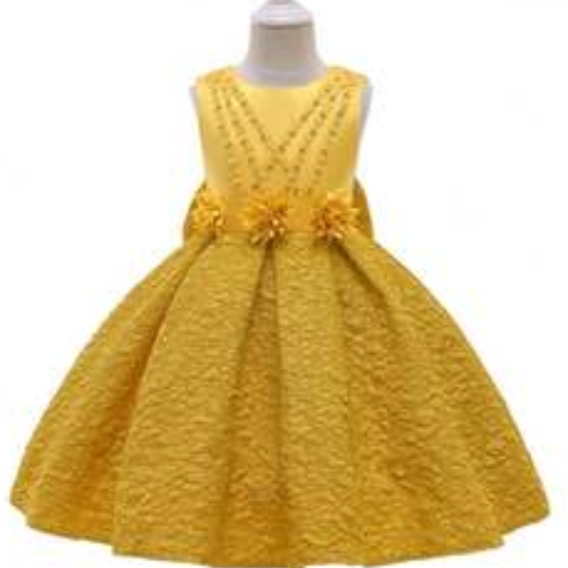 Baige New Satin Flower Girl Princess Dress Kids Baby Party Wedding Bridesmaid Ball Gown L5252