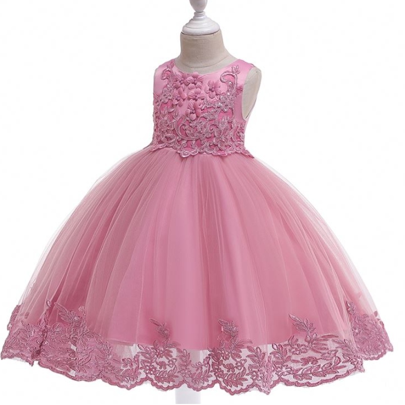 Baige Girl Princess Luxury šaty bez rukávů bez rukávů Dress Kids Ball Gown Birthday Party L5097