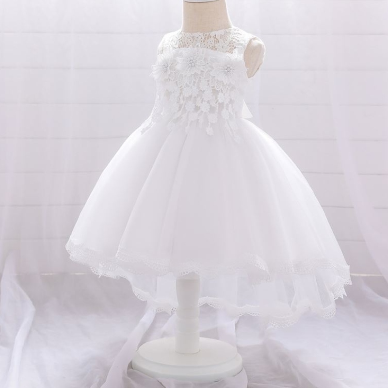 Baige Flower Girls Wedding Dress Baby Girls Christening Princess Tailling šaty t1938xz