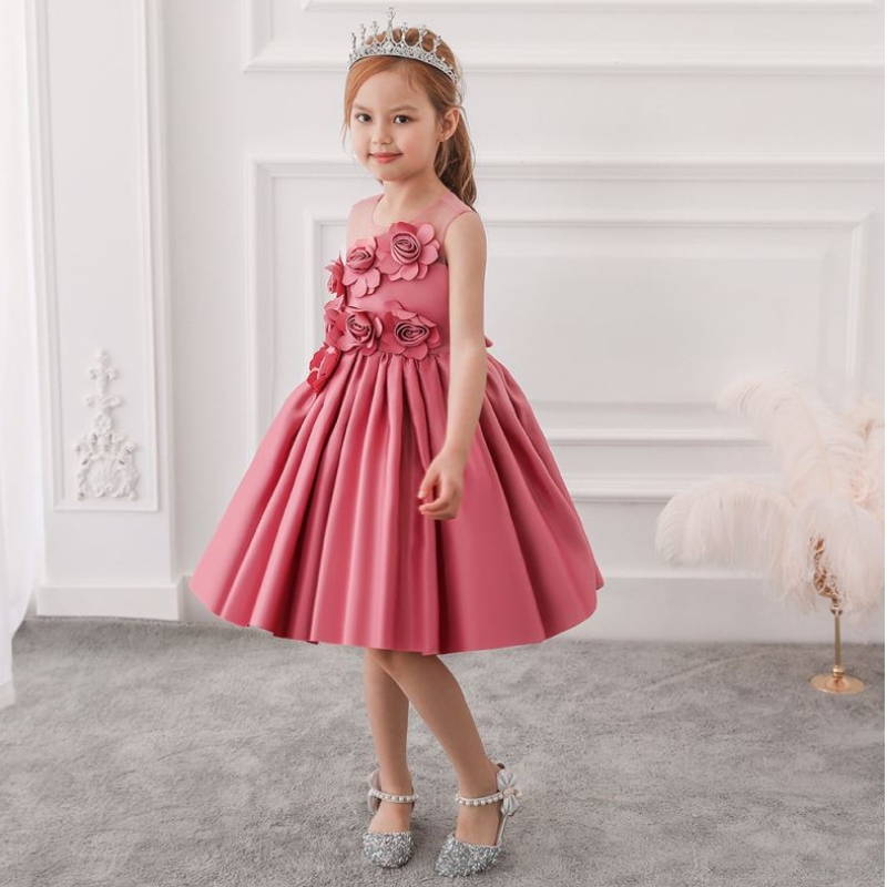 Baige Velkoobchod 3-8 let staré holčičky Frocks Flora Kids Dress Fancy Children Party oblečení L5068