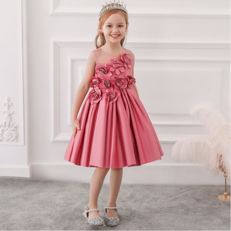 Baige Velkoobchod 3-8 let staré holčičky Frocks Flora Kids Dress Fancy Children Party oblečení L5068