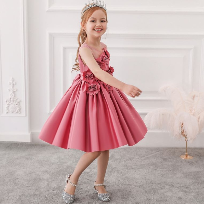 Baige Velkoobchod 3-8 let staré holčičky Frocks Flora Kids Dress Fancy Children Party oblečení L5068