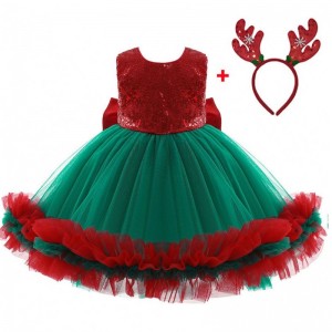 Baige Red Flicened Childs Christmas Bithinging Večerní šaty Big Bow Carnival Bow Vestidos D0683