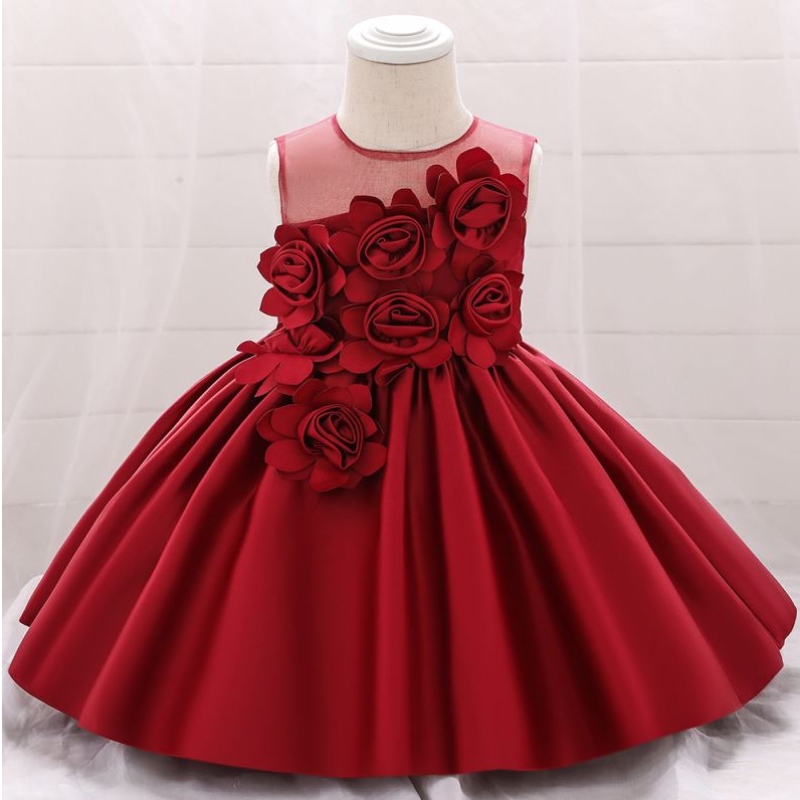 Baige Hot Sale Sleeveless O-Neck 0-12Y Dětce oblečení Flower Girl Party šaty l5068xz