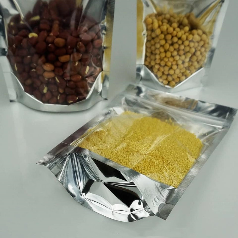 Hliníkové sáčkyna sáčky, čistě přední strana s hliníkovou fólií zad uzavíratelné ziplock a tepelné těsnění pro skladování potravin