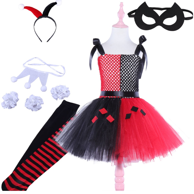 Dívčí šaty Cosplay Alice Queen of Hearts Dress for Girls Kids Kids Halloween Party Costume po dobu 2-12 let