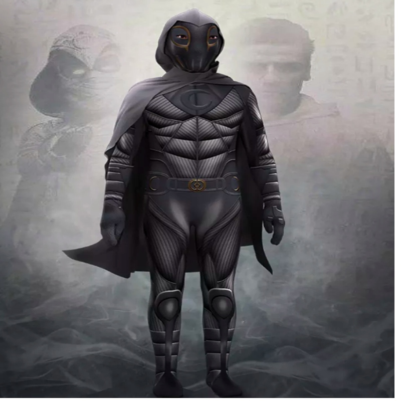 Kostým měsíce rytíře Marc Spector Black Superhero Movie Cosplay Jumpsuit Suit pro Halloweenské děti a muže