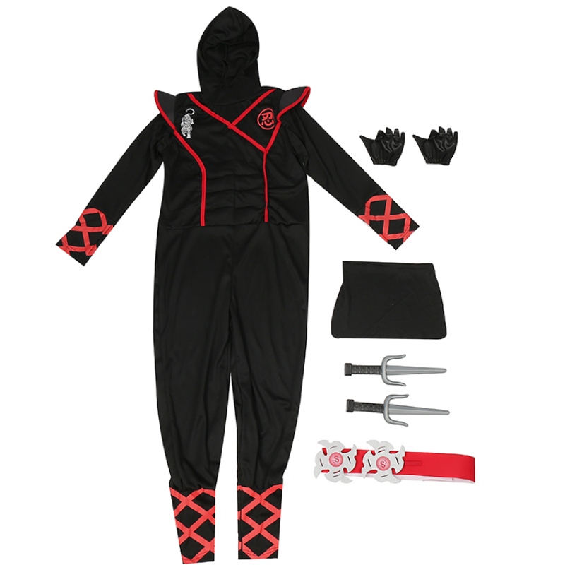 7 kusů unisex Child Ninja Deluxe kostým pro děti role Play Temesed Party Halloween ozdobný oblékání