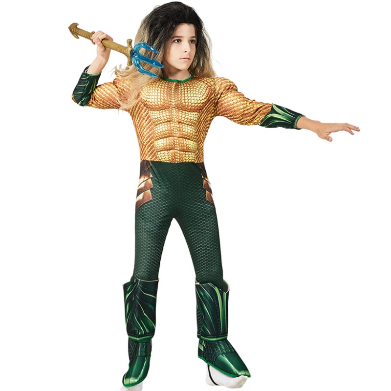 Děti komiksové superhrdiny Aquaman Muscle Dress Up Halloween Fancy Dress Up cosplay kostým pro dítě