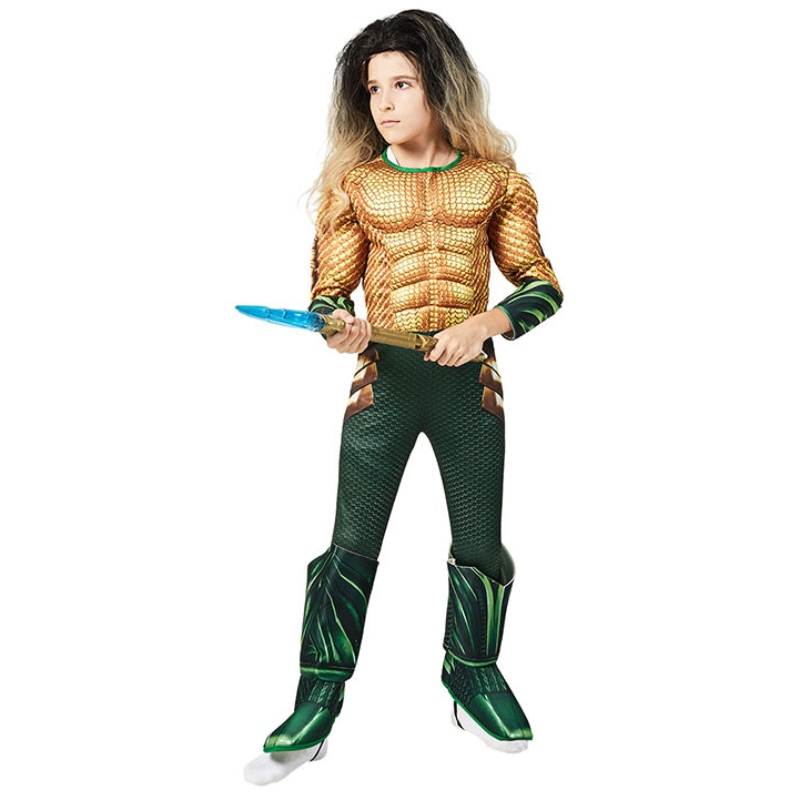 Děti komiksové superhrdiny Aquaman Muscle Dress Up Halloween Fancy Dress Up cosplay kostým pro dítě