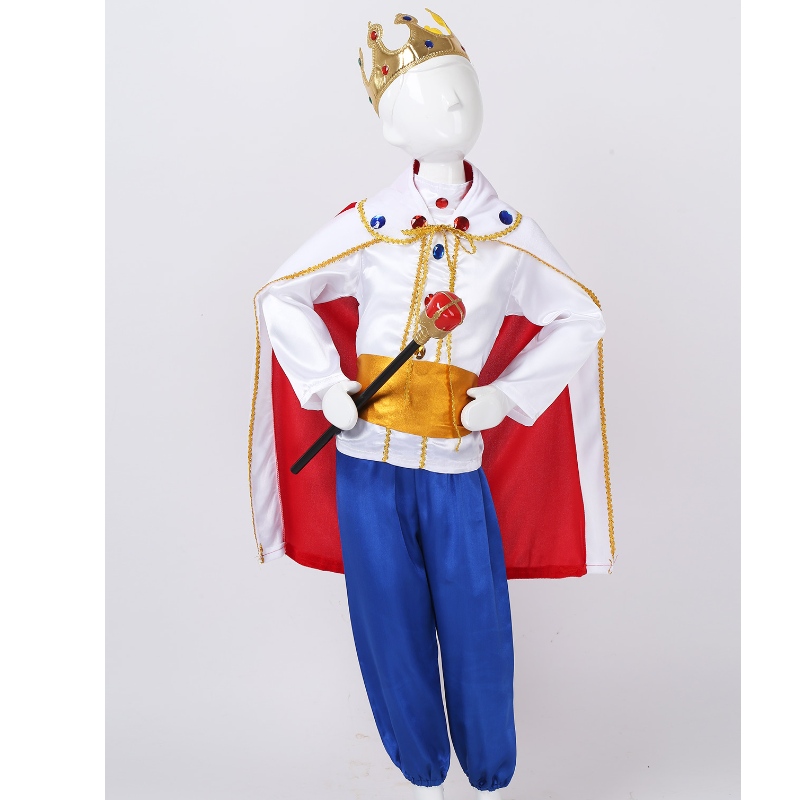 Králov princ kostýmy pro chlapce děti halloween cosplay oblékat se Cloak Crown Scepter Set Carnival Roleplay Party Outfit