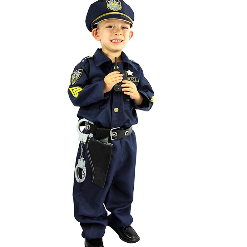 Kostým policejního důstojníka Deluxe a Role Play Kit Boys Halloween Carnival Party Performance Fancy Outp Up Uniform Outfit