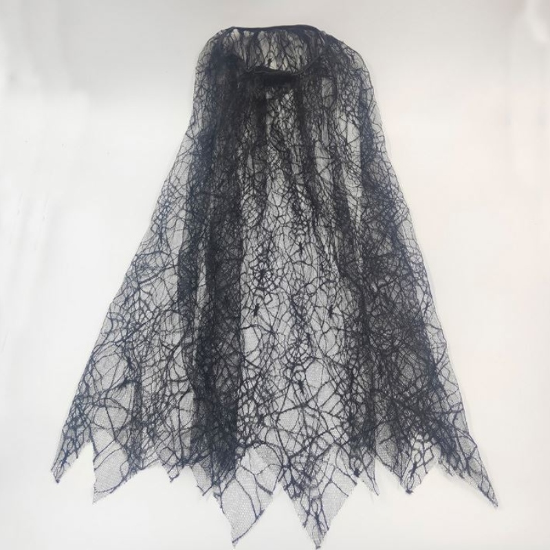 Černý Spiderweb Cloak Cape for Children Girls Halloween Costume Party Dekorace