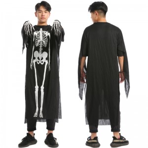 Velkoobchodní kostým Halloween cosplay Black Skeleton Cape Ghost kostým s maskou pro děti