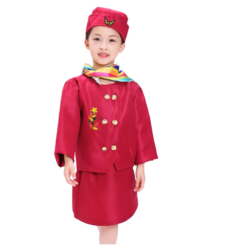 Děti role hrají cosplay kostýmní letecká letuška kostým oblékat se s příslušenství