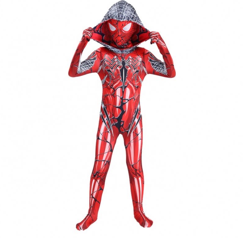 2022 Nová červená barva Fullbody Suit Halloween Party TV&movie Cosplay Anime Jumpsuit Spiderman kostým s maskouna obličej