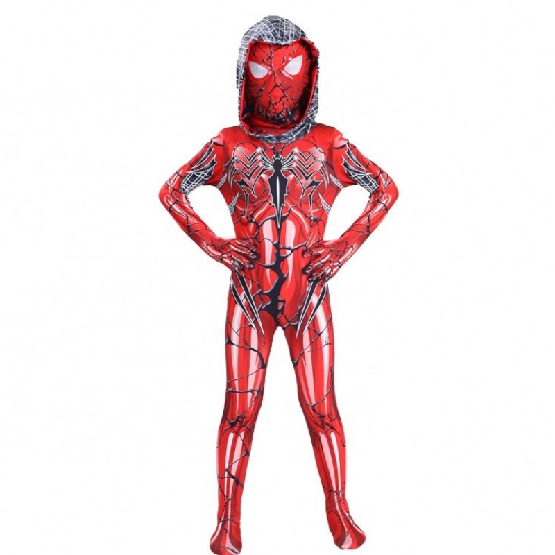 2022 Nová červená barva Fullbody Suit Halloween Party TV&movie Cosplay Anime Jumpsuit Spiderman kostým s maskouna obličej