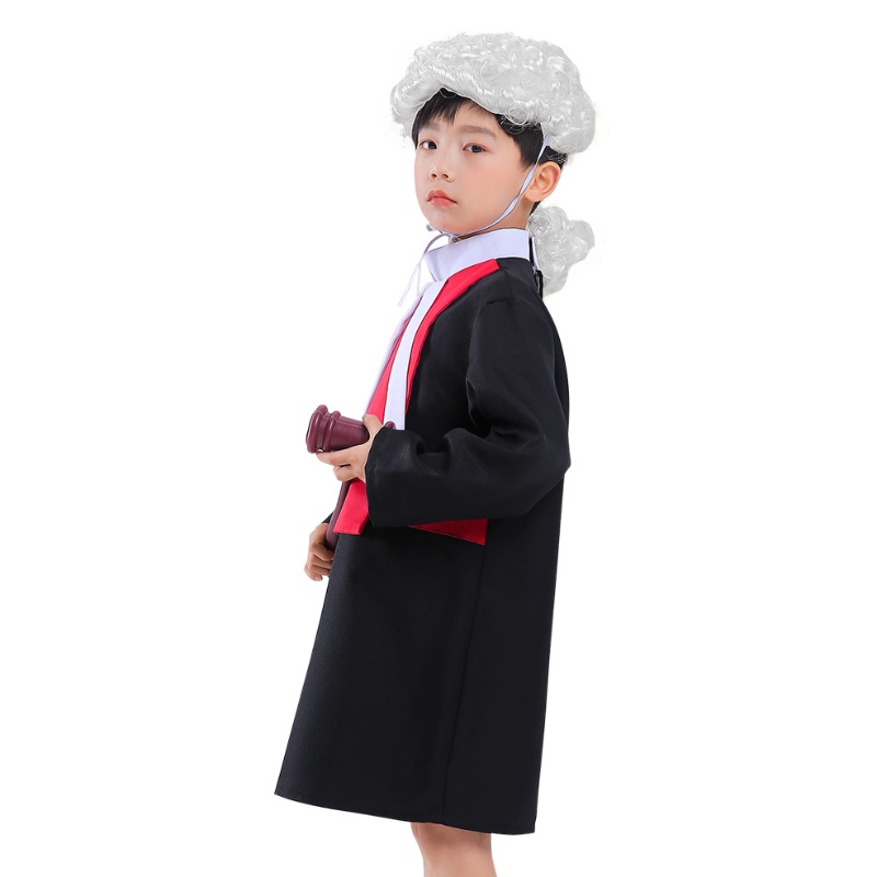 Kosty s dětským soudcem cosplay roucho s parukami Gravel Halloween Career Lawyer Kytící kostým