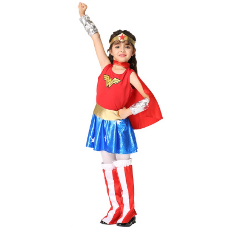 Baige Hot Prodej holčičky bez rukávů Wonder Woman Costume pro dívky halloween kostým set ek201