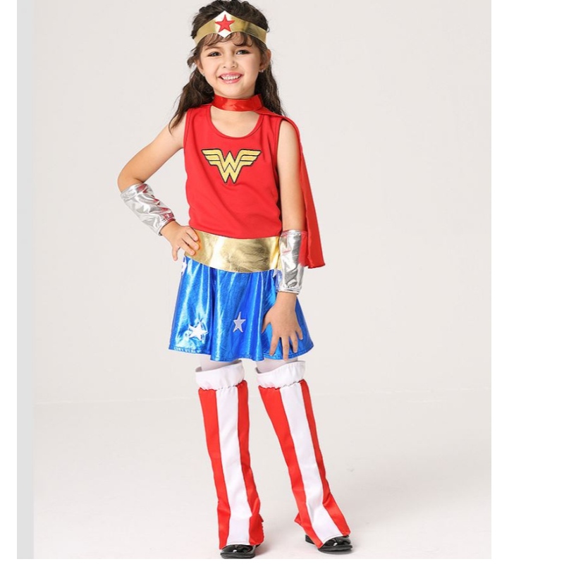 Baige Hot Prodej holčičky bez rukávů Wonder Woman Costume pro dívky halloween kostým set ek201