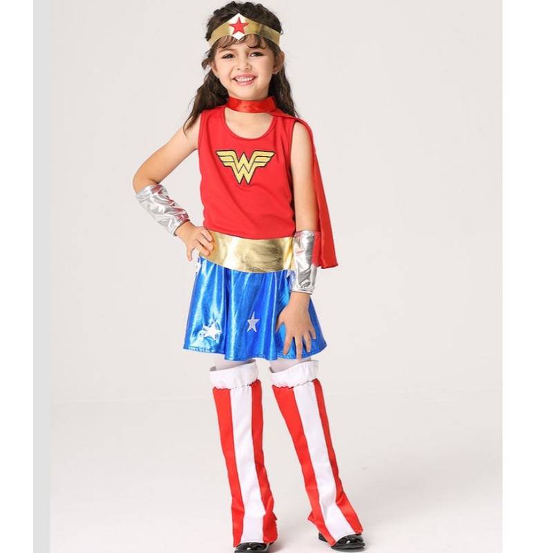 Baige Hot Prodej holčičky bez rukávů Wonder Woman Costume pro dívky halloween kostým set ek201