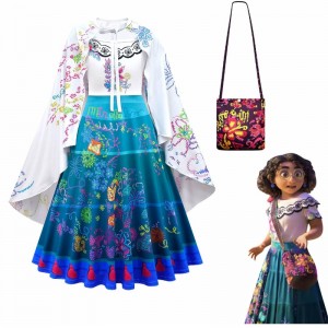 Baige Carnival Halloween Princess Party Clothet Flows Legles Dlouhé šaty Mirabel Encanto kostým