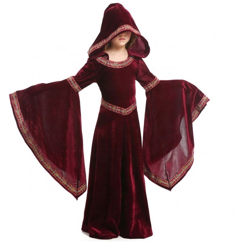 Evropské středověké Halloweenské víno Red Vampire Children's Clothing Girls Party Vampire Witch Costys