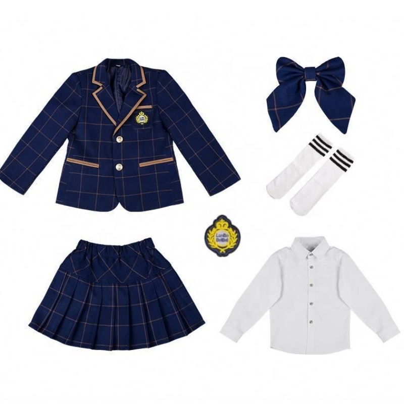 Hot British Style Primary School Uniformy Uniform Uniform Plaid Třídílná mateřská škola uniformy